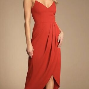 Lulu's Red Asymmetrical Wrap Sundress